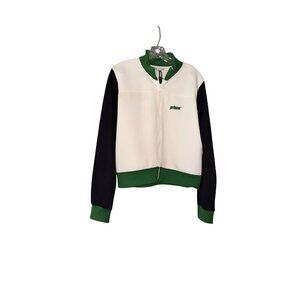 Prince x Zara White & Navy Full-Zip Jacket  crop L Green Accents Polyester Blend